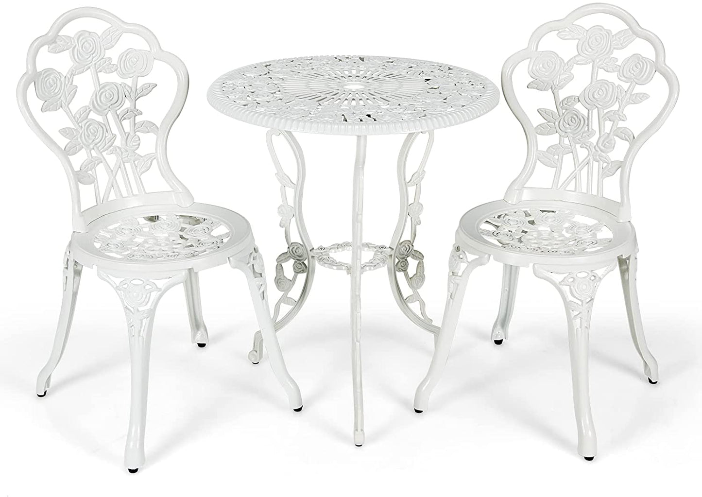 3 Pieces Patio Bistro Set, Outdoor Chairs and Table with Umbrella Hole