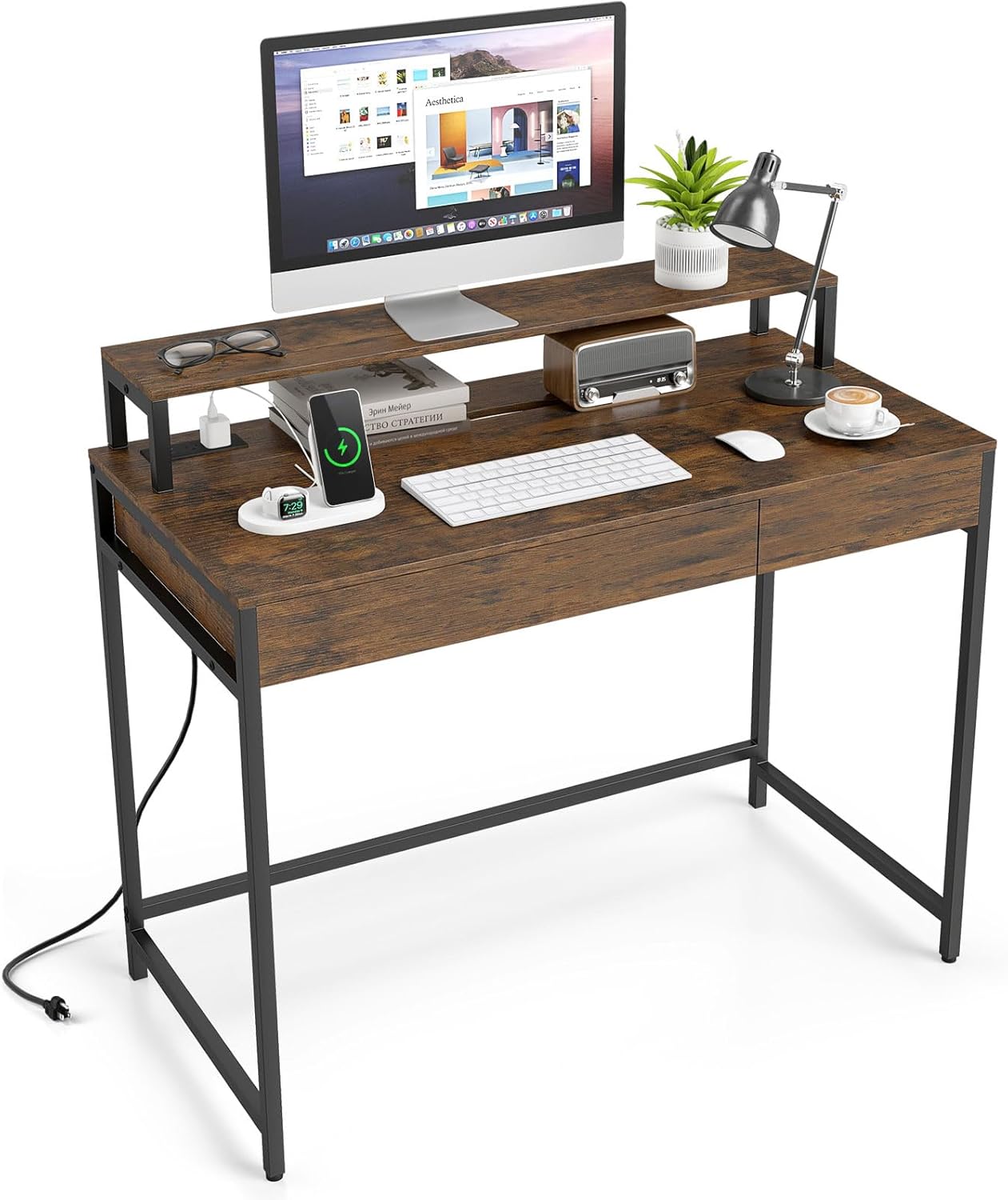 Computer Desk with Dual-use Drawer & Keyboard Tray