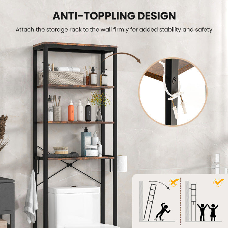 4-Tier Freestanding Over the Toilet Storage Rack-Rustic