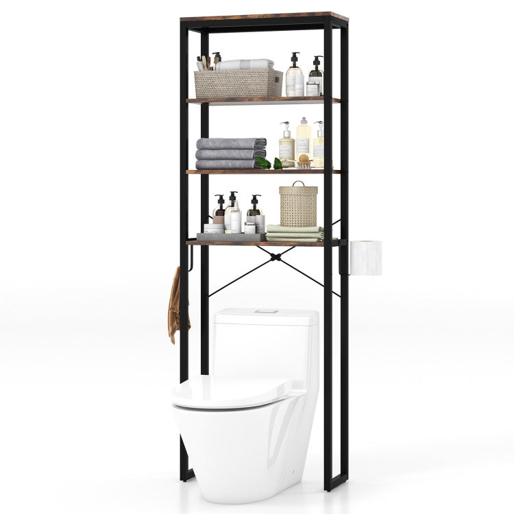 4-Tier Freestanding Over the Toilet Storage Rack-Rustic