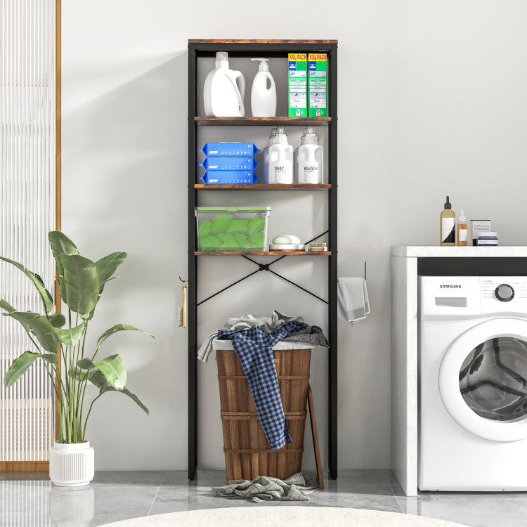 4-Tier Freestanding Over the Toilet Storage Rack-Rustic