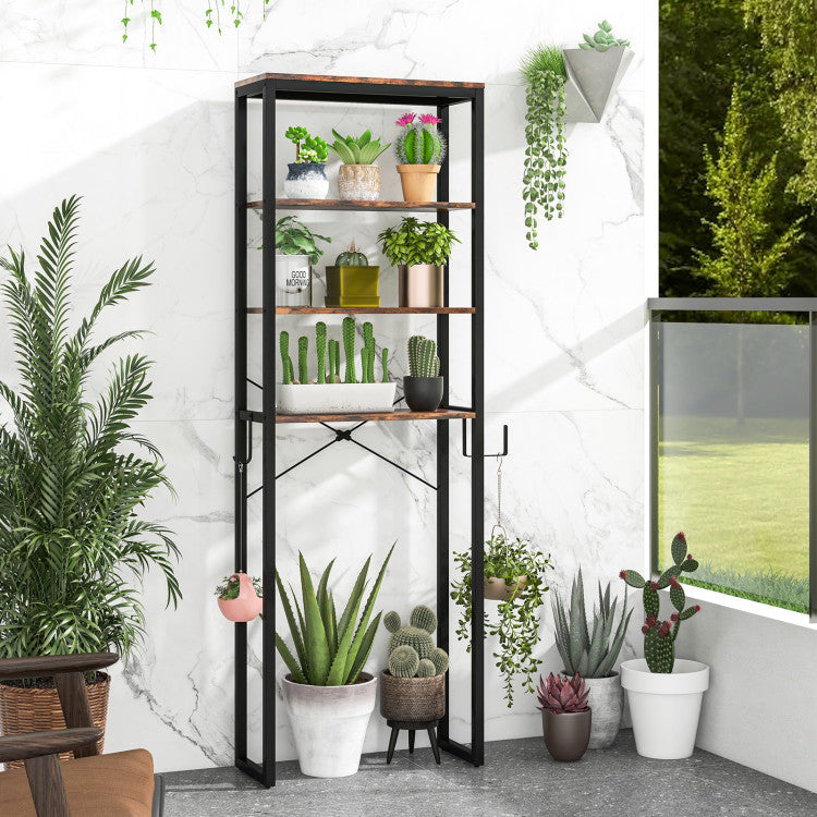 4-Tier Freestanding Over the Toilet Storage Rack-Rustic