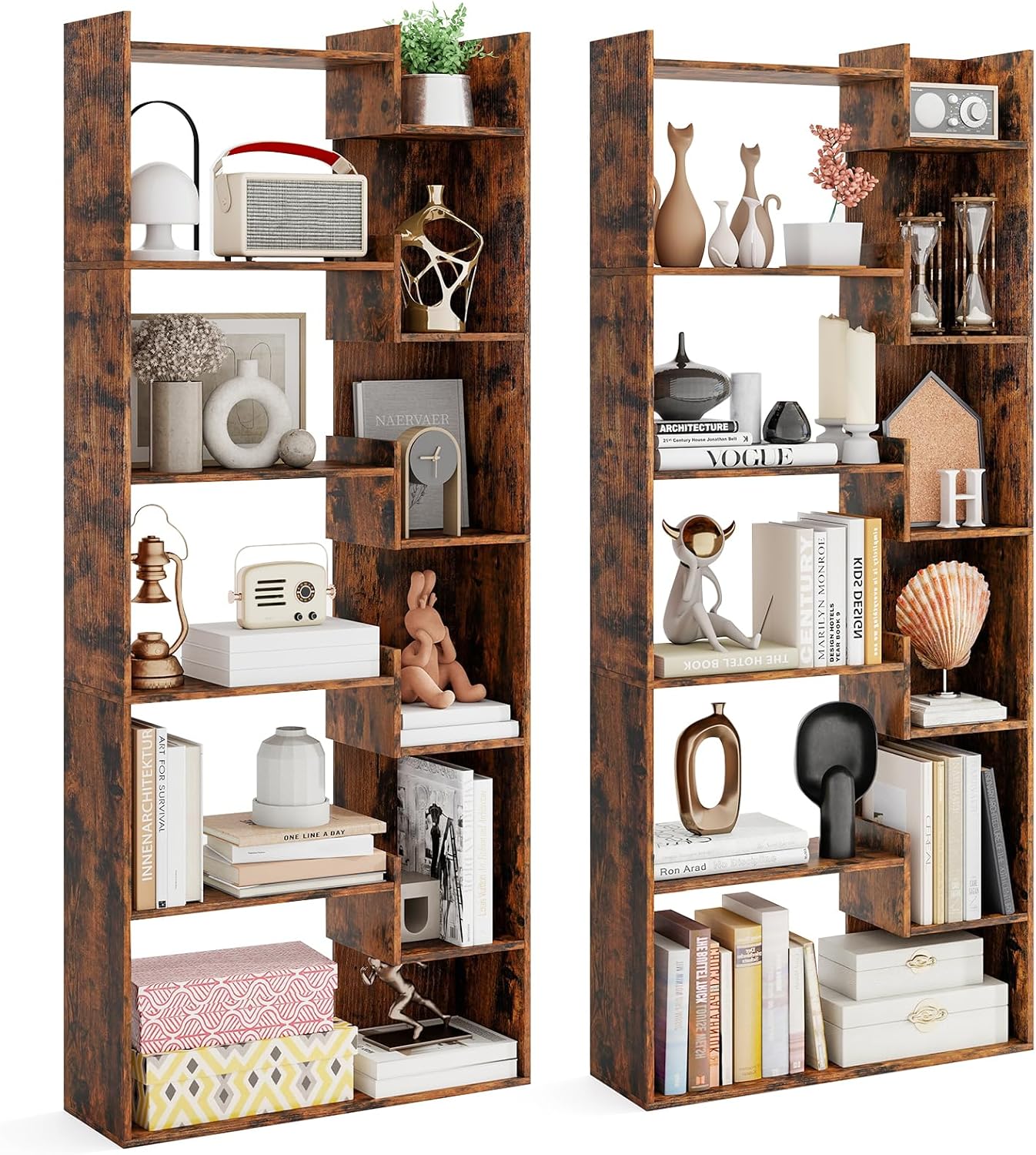 Tangkula 6-Tier Bookshelf | 64”H Tall Open Bookcase with Anti-Tip Kits (1/2)