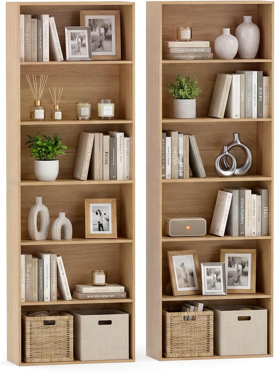 Tangkula Bibliothèque à 6 niveaux, étagère autoportante de 178 cm de hauteur avec 6 étagères ouvertes
