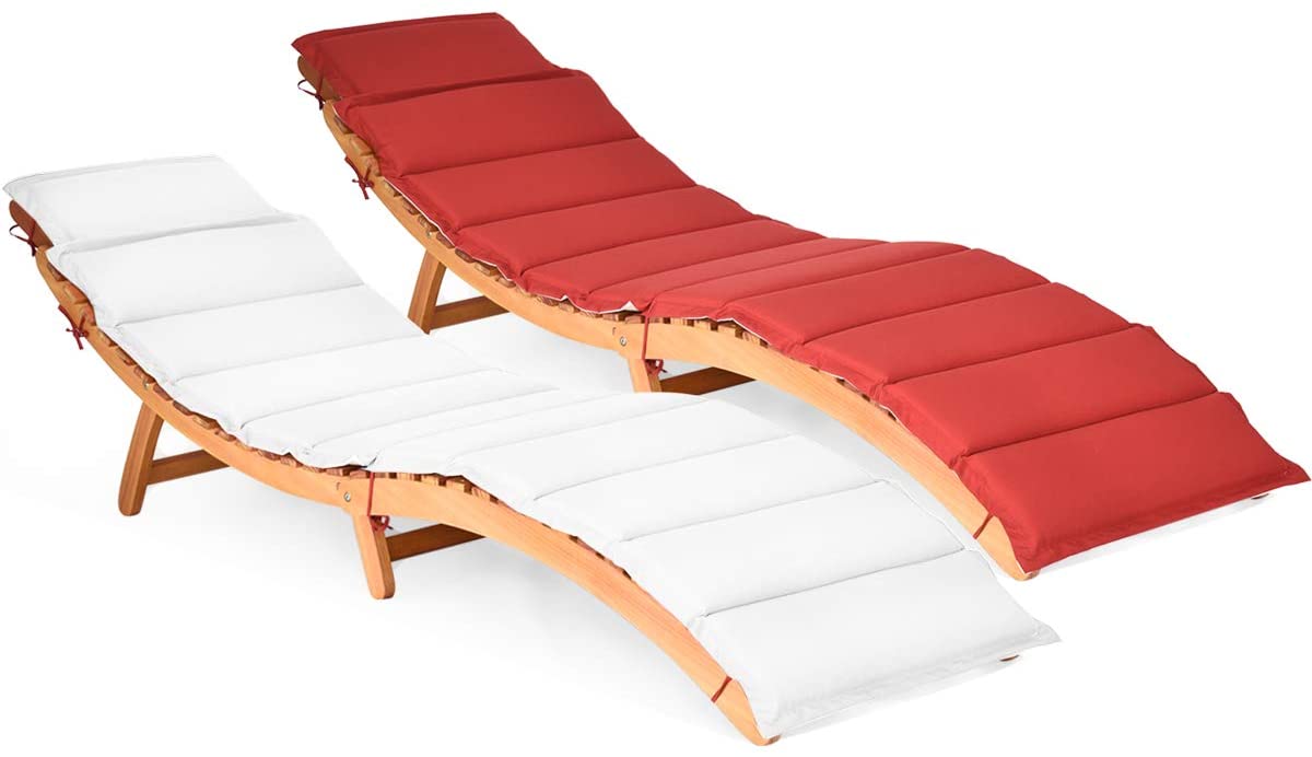 Tangkula Folding Patio Lounge Chair, Solid Eucalyptus Wood Sun Lounger Chair
