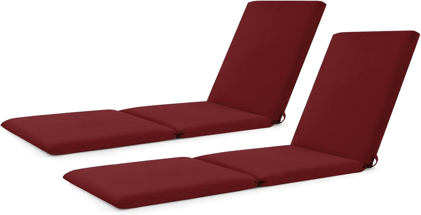 Coussin de chaise longue Tangkula 72” x 23”, matelas de transat pliable en trois avec attaches auto-agrippantes
