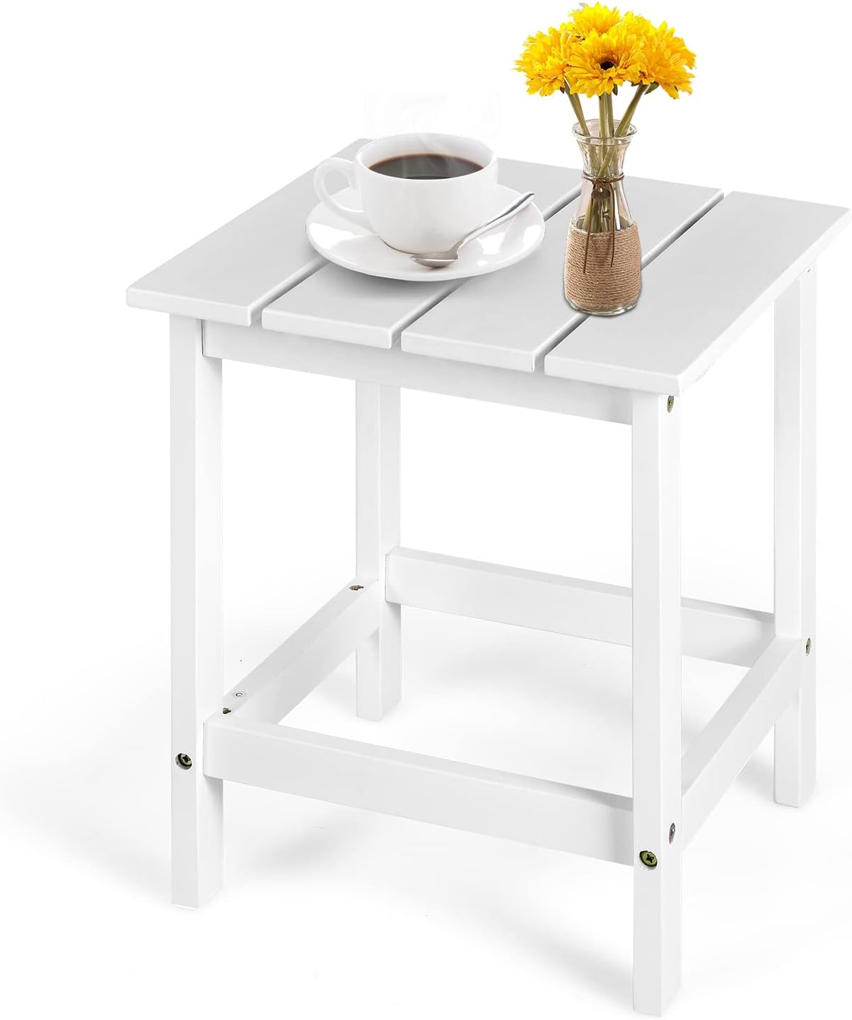Tangkula Square Outdoor Side Table, Adirondack Table, Outdoor Indoor Chairside End Tables