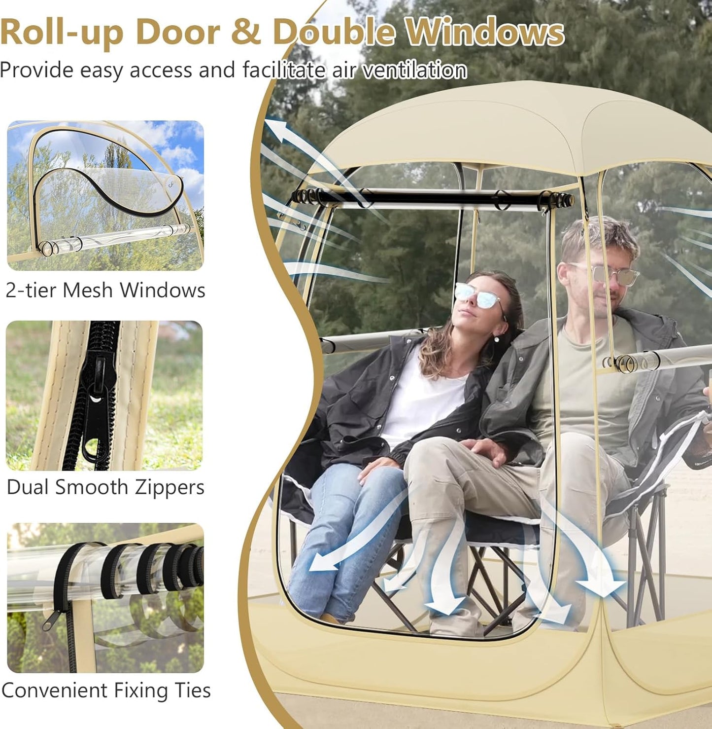 Tangkula All Weather Sports Tent for 1-2 People, Pop Up Instant Tent with Waterproof Tarp Floor