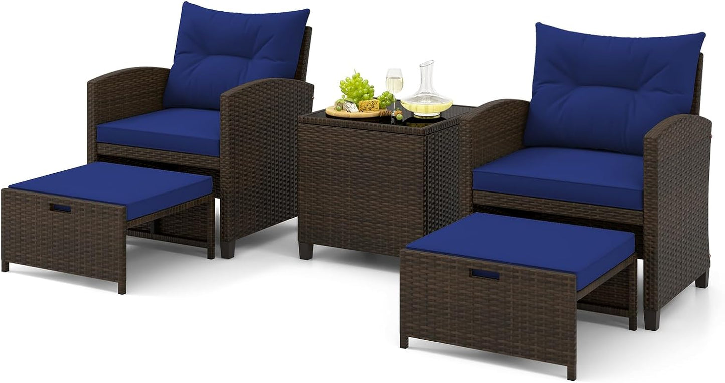 Tangkula Outdoor Chaise Lounge, Patio Wicker Lounge Chair w/ 4-Level Backrest, Heavy-Duty Metal Frame