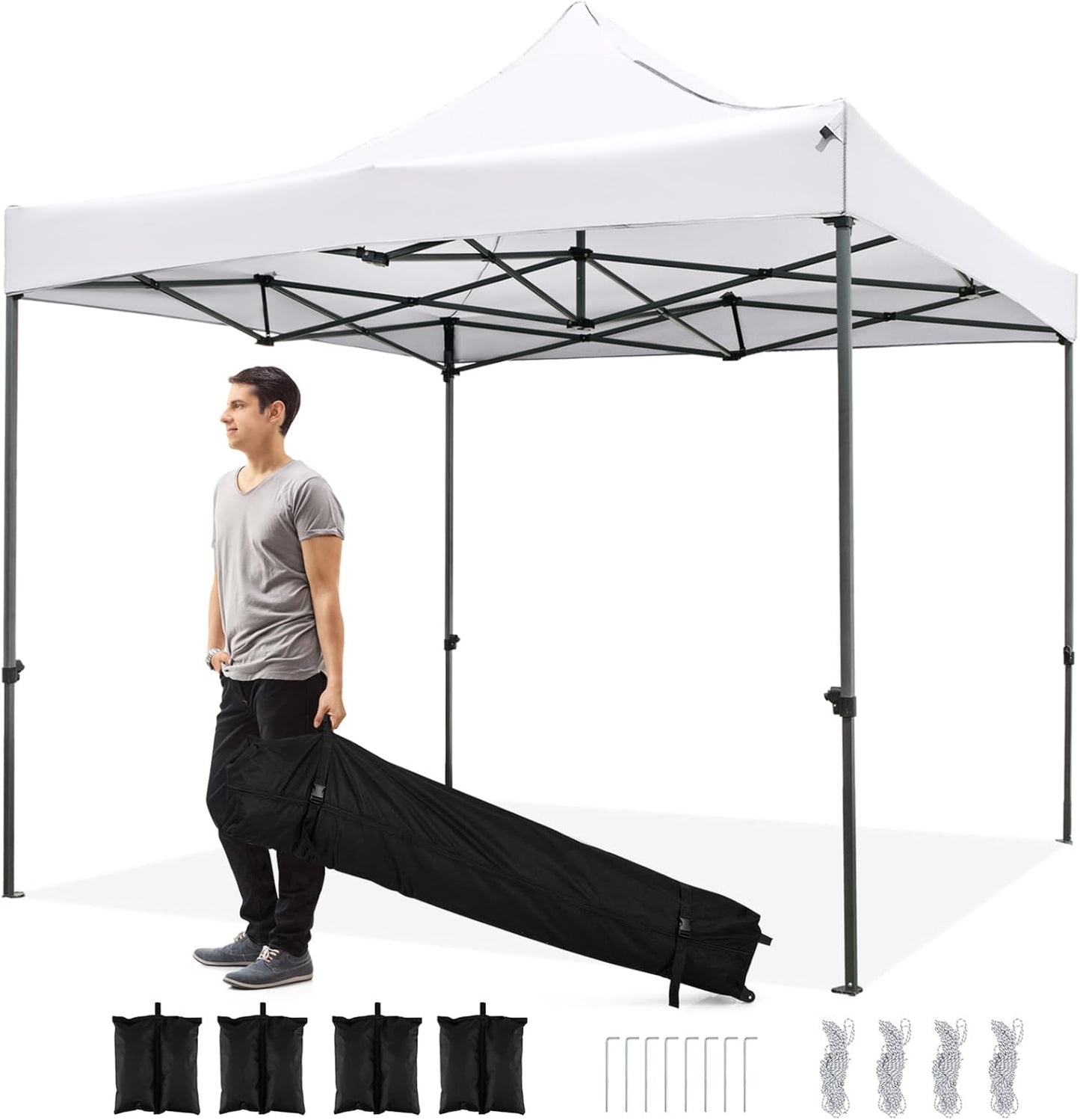 Tangkula 10x10 FT Pop Up Canopy with Heavy-Duty Carbon Steel Frame & 4 Sandbags