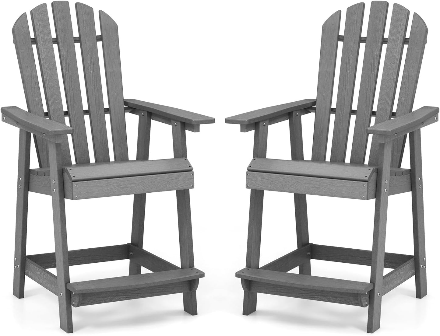 Tangkula Outdoor Bar Stool, HDPE Tall Adirondack Chair with Armrest & Footrest