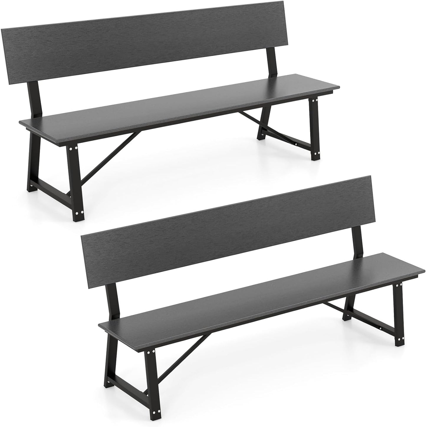 Banc d'extérieur Tangkula 72", banc de patio extra long en PEHD pour 4 personnes, capacité de charge de 500 kg