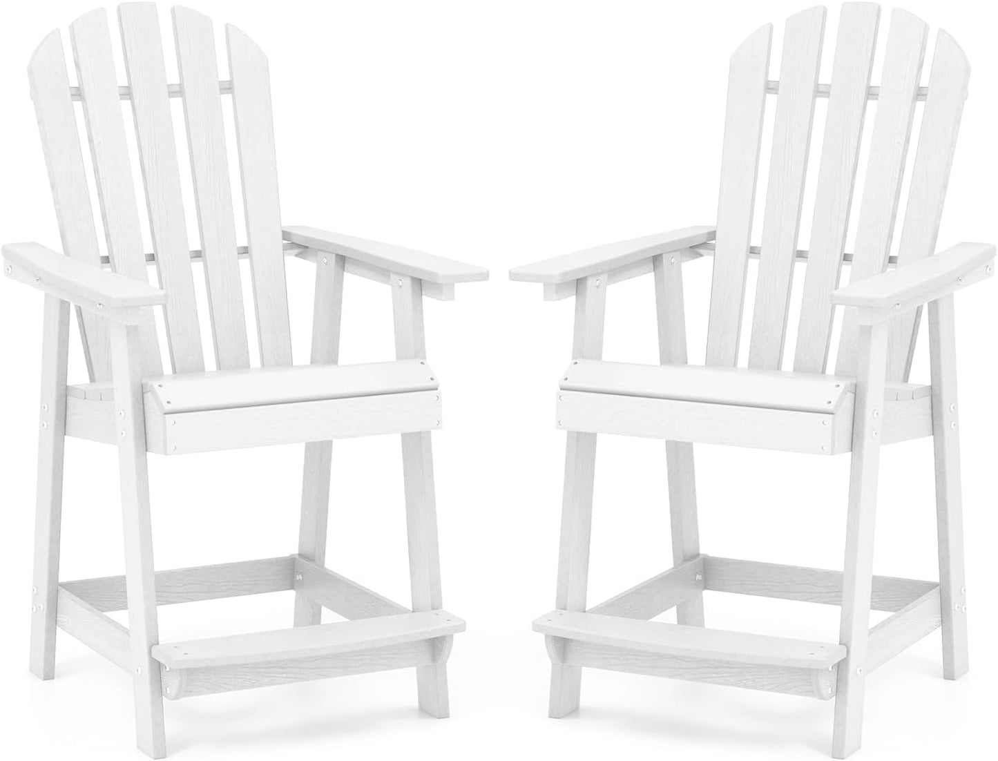 Tangkula Outdoor Bar Stool, HDPE Tall Adirondack Chair with Armrest & Footrest
