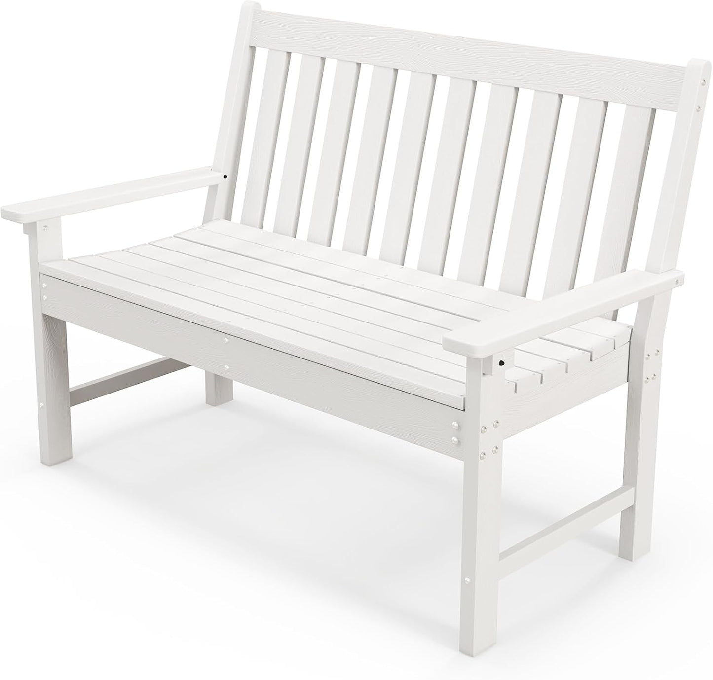 Tangkula 2-Person Outdoor Garden Park Bench, All-Weather HDPE Patio Loveseat Chair with Cozy Backrest