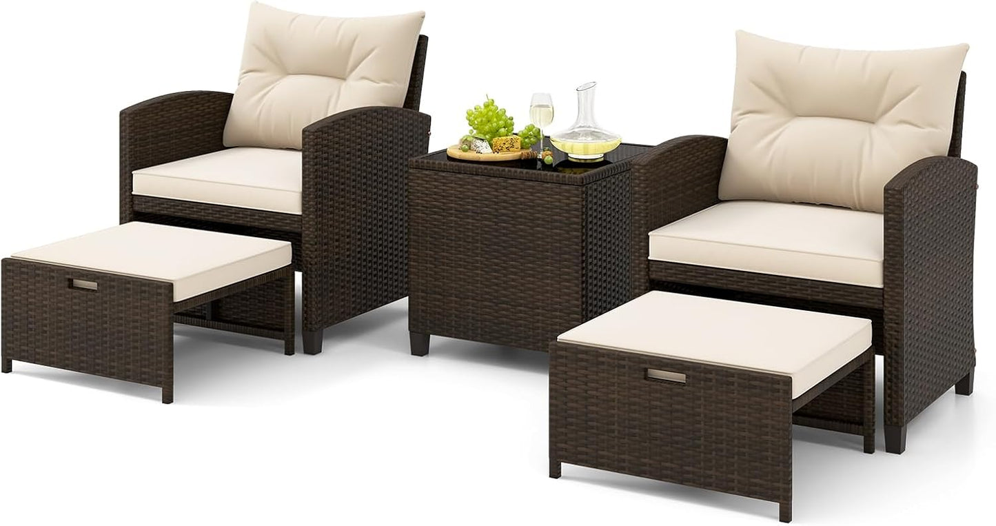 Tangkula Outdoor Chaise Lounge, Patio Wicker Lounge Chair w/ 4-Level Backrest, Heavy-Duty Metal Frame