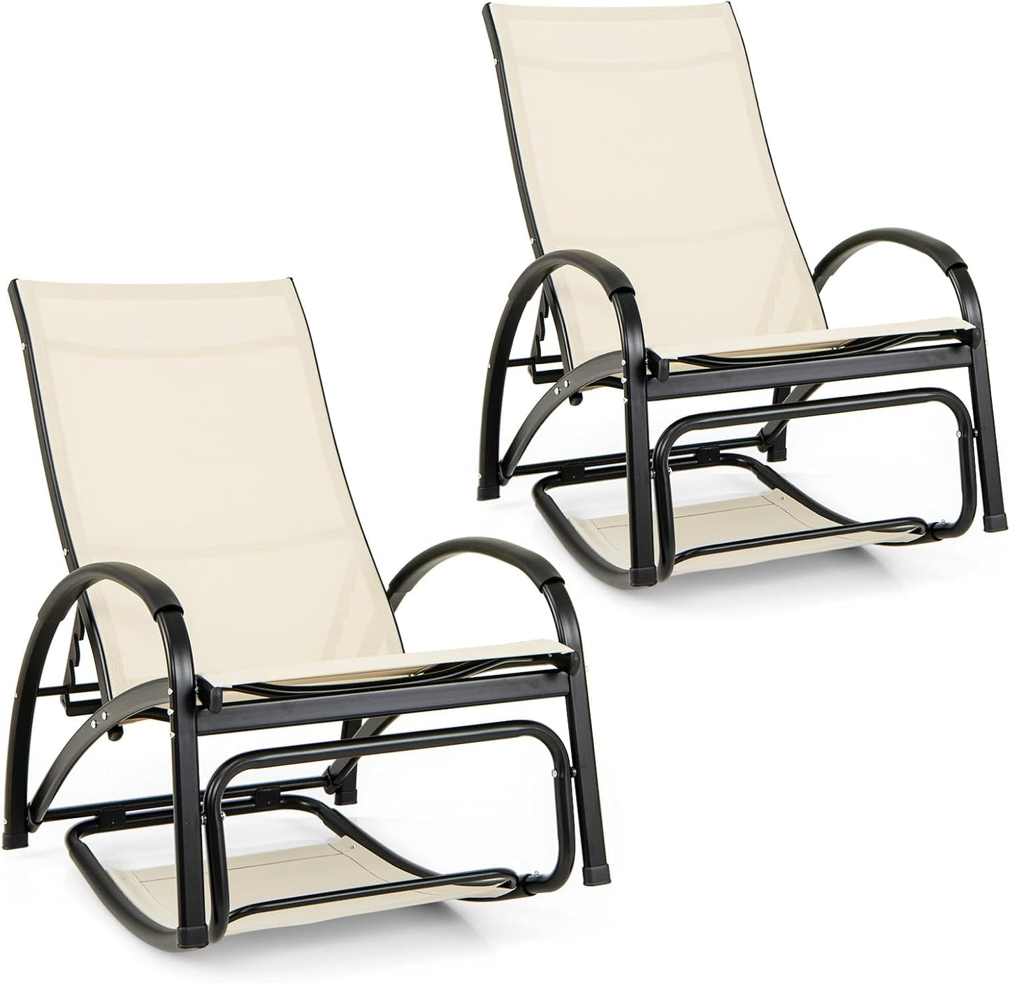 Tangkula Chaise à Bascule d'extérieur, Chaise Longue Convertible 2 en 1 avec Dossier Réglable sur 4 Niveaux