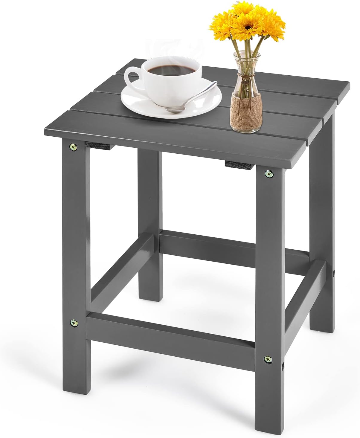 Tangkula Square Outdoor Side Table, Adirondack Table, Outdoor Indoor Chairside End Tables