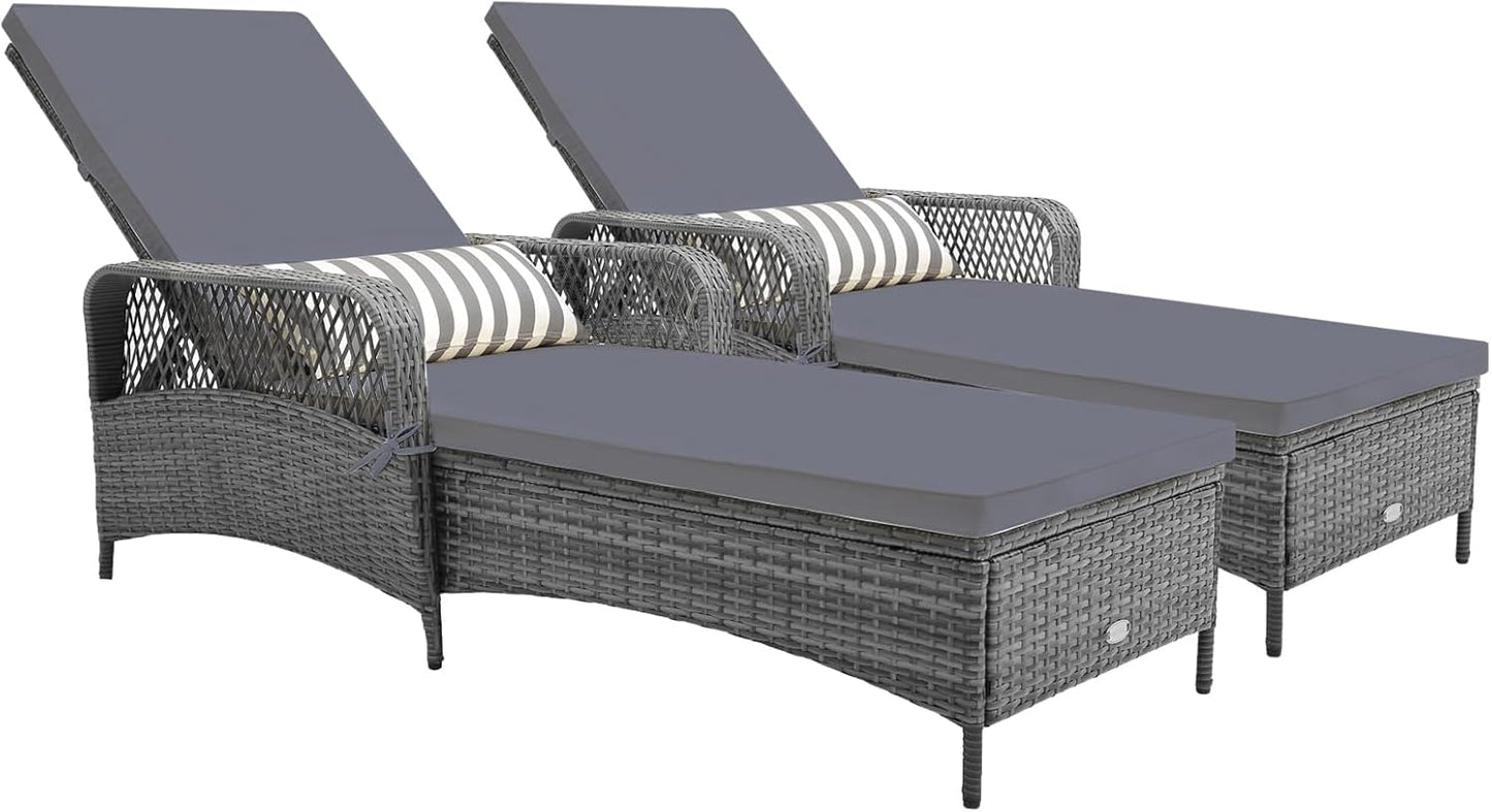 Tangkula Chaise longue d'extérieur, fauteuil inclinable en PE pour patio avec dossier à 6 niveaux