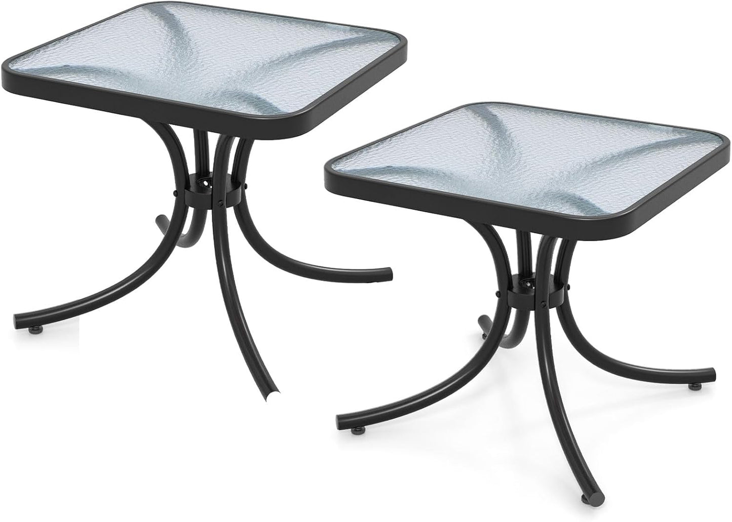 Table de bistrot d'extérieur, petite table de patio de 50 cm avec verre trempé