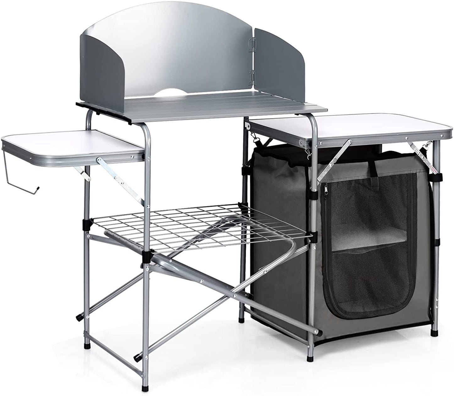 Folding Camping Kitchen Table, Windscreen, Cook Station