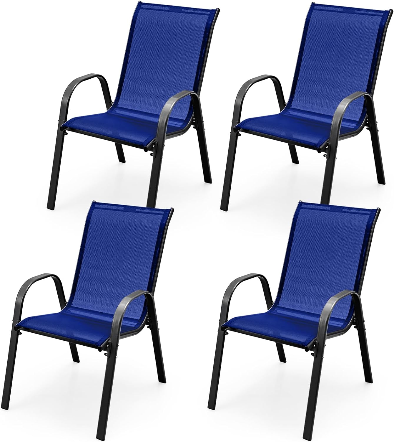 Tangkula 4 Pieces Patio Dining Chairs, Outdoor Stackable All Weather Heavy Duty Dining Chairs Set with Armrests