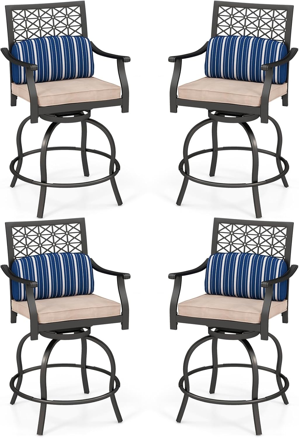 Tangkula Outdoor Patio Swivel Chairs with Steel Frame & Soft Cushions (2/4)