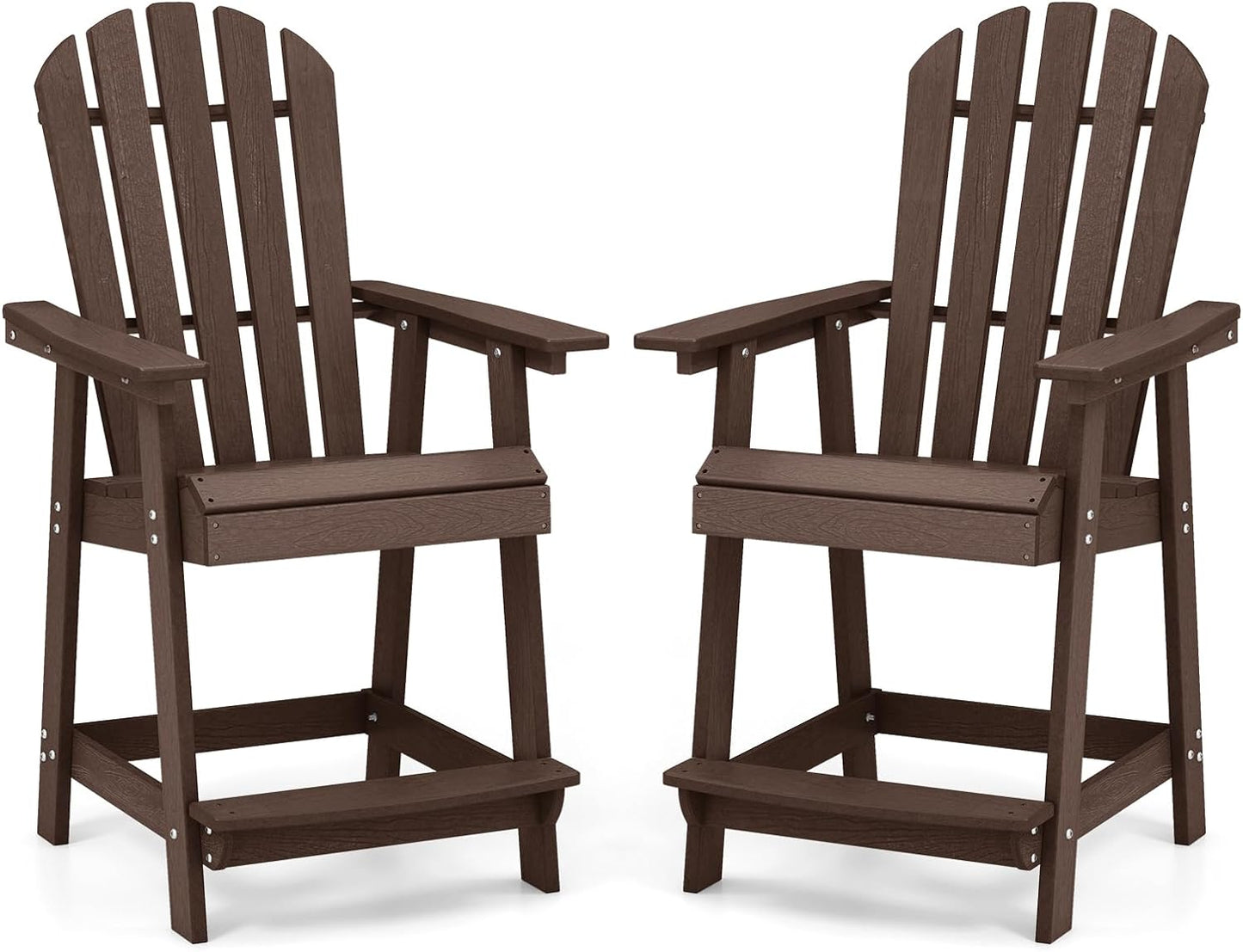 Tangkula Outdoor Bar Stool, HDPE Tall Adirondack Chair with Armrest & Footrest