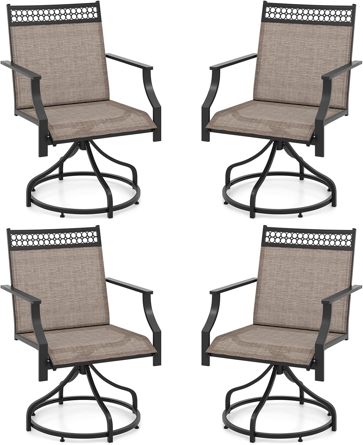 Tangkula Outdoor Swivel Dining Chairs Set of 2/4, Patio Chairs with Quick-Drying Fabric and Metal Frame