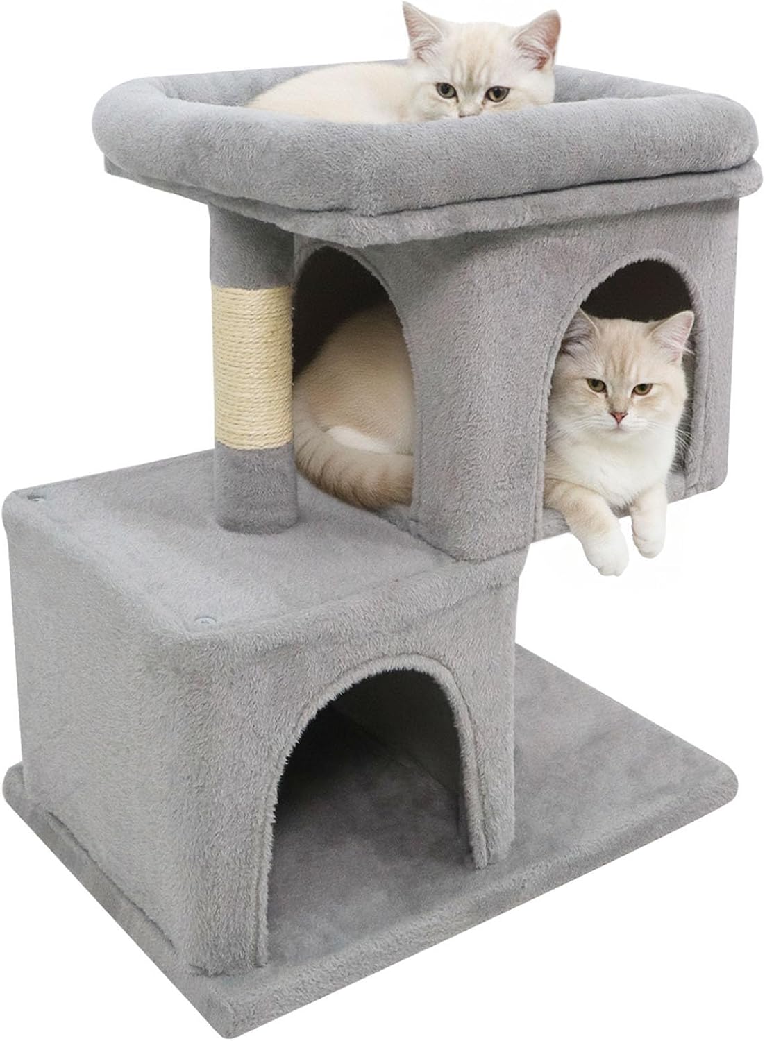 Tangkula 25.5 Inch Cat Tower with 2 Large Cat Condos & Padded Top Perch