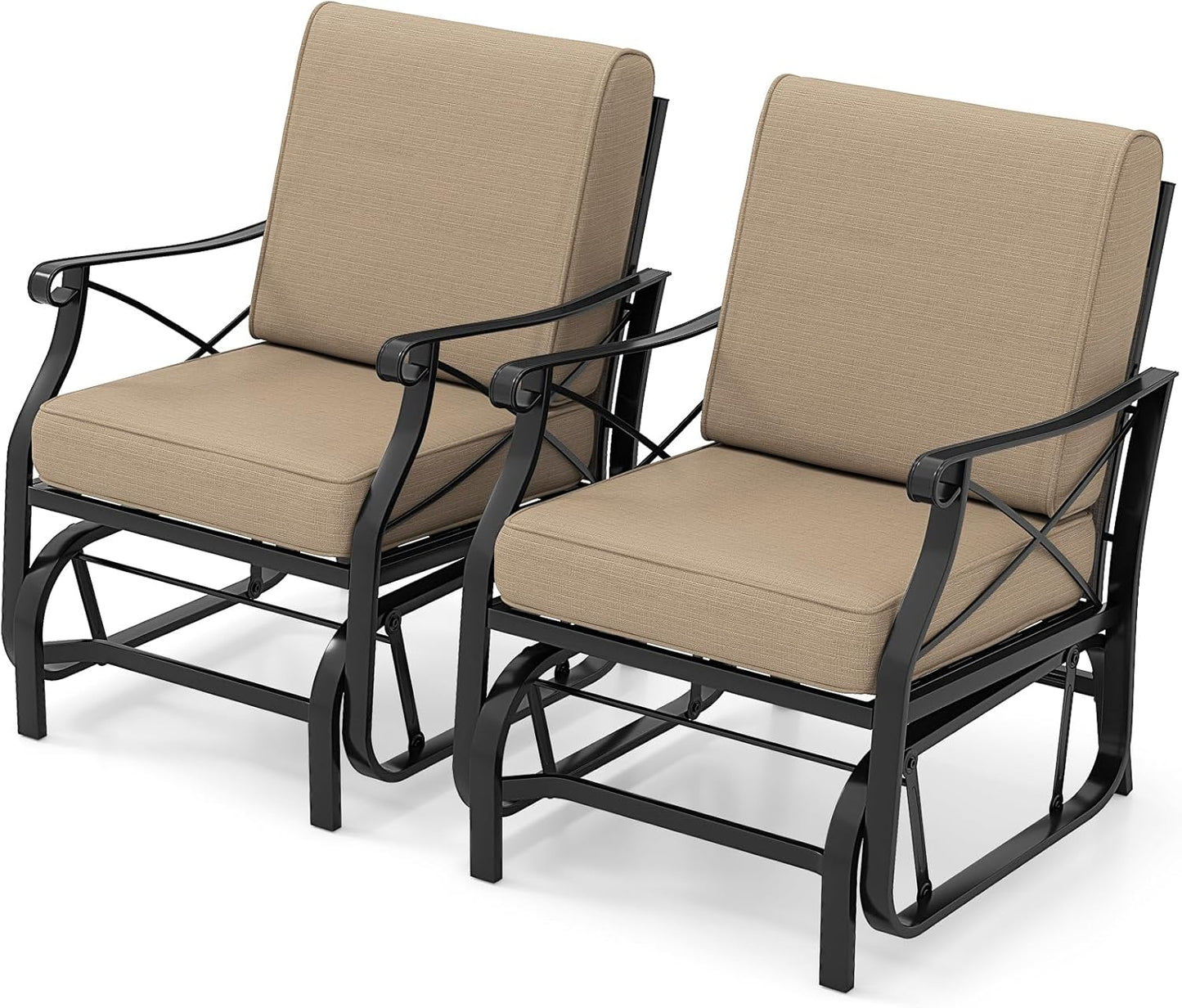 Tangkula Outdoor Glider Rocking Chair with Metal Frame and Thick Cushions