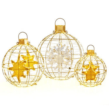 Tangkula 3 Sizes Christmas LED Lighted Sphere Balls, Holiday Globe Lights for Indoor/Outdoor Party Decorations ( 25"+21"+16" )
