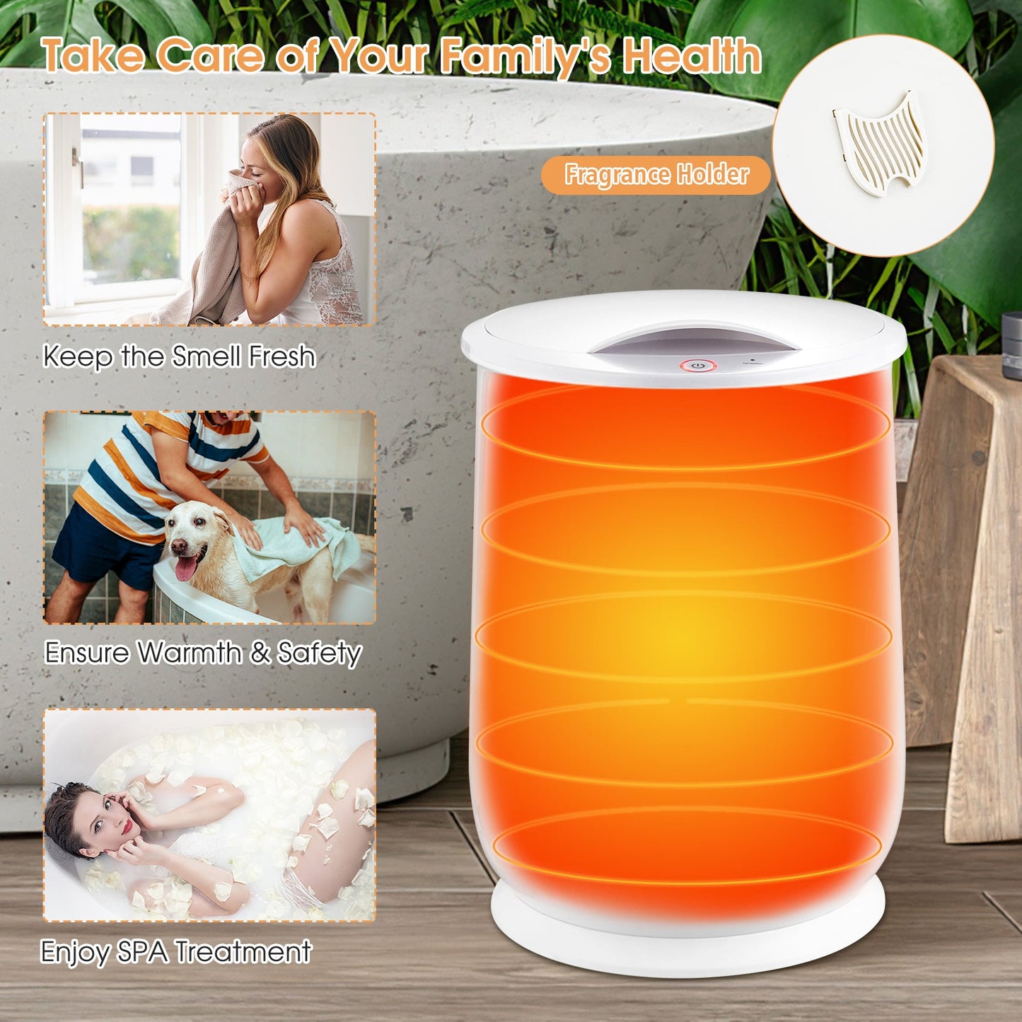 Tangkula 21L Towel Warmer Bucket for Bathroom, Large Towel Warmer w/Flip-Top Lid, 60 Min Auto Shut Off