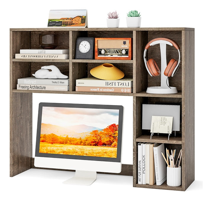 Tangkula Étagère de bureau 94 cm Meuble de rangement à poser avec 7 cubes et 3 étagères réglables