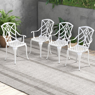 Lot de 4 chaises de salle à manger Tangkula en aluminium moulé pour patio