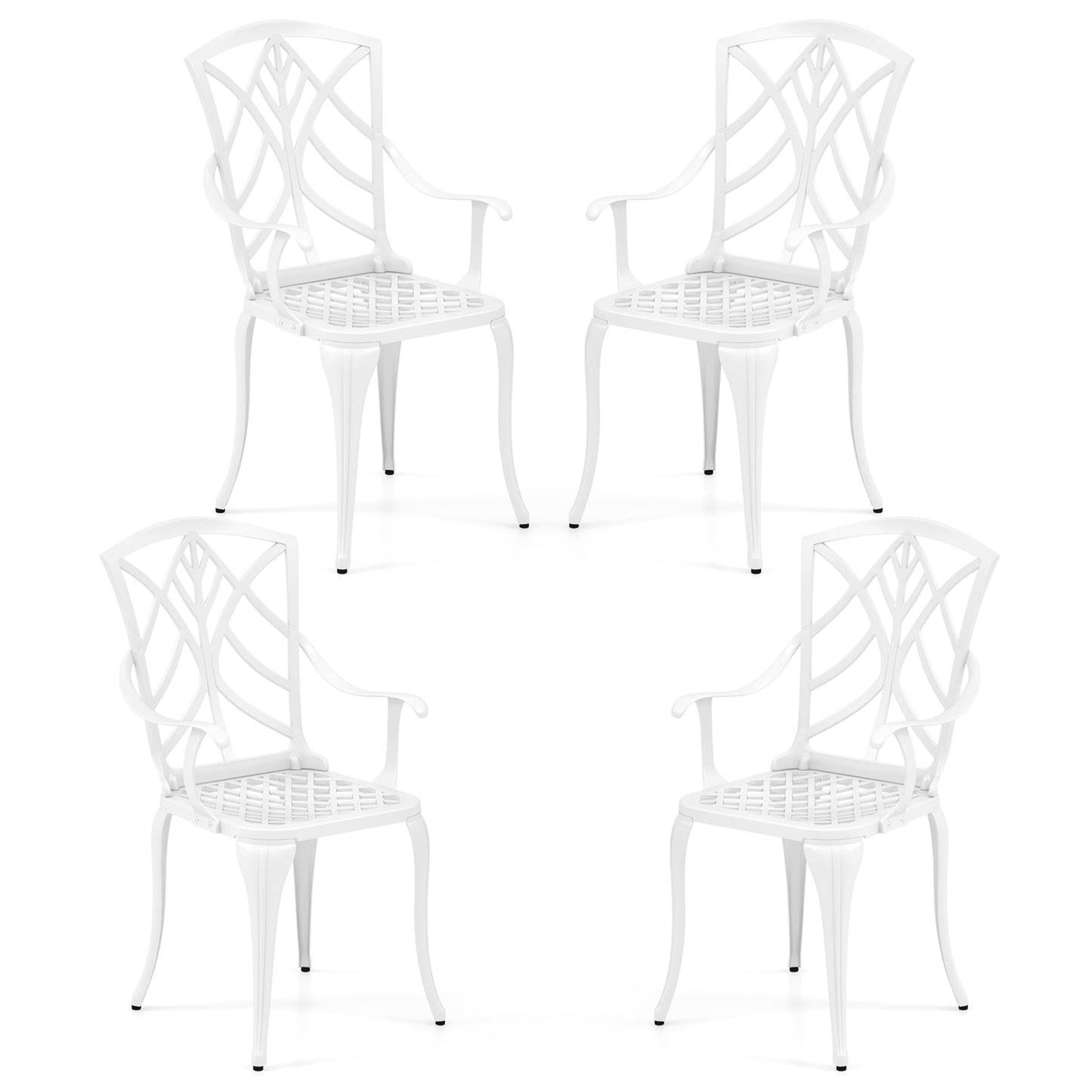 Tangkula Set of 4 Cast Aluminum Patio Dining Chairs