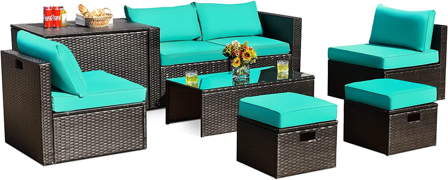 Tangkula 8 Piece Patio Furniture Set for 6 with Waterpfoor Cover