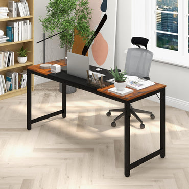 Tangkula Table de conférence 160 x 60 cm, Table de réunion avec cadre en métal et patins réglables
