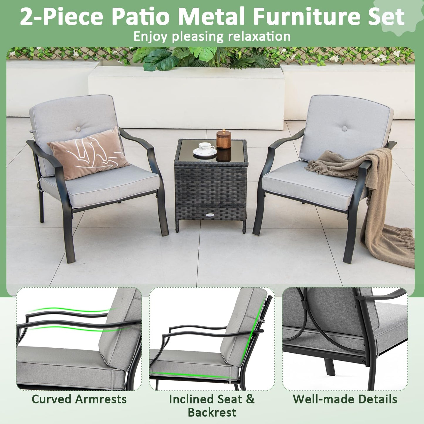 2 Pieces Outdoor Dining Chairs - Tangkula