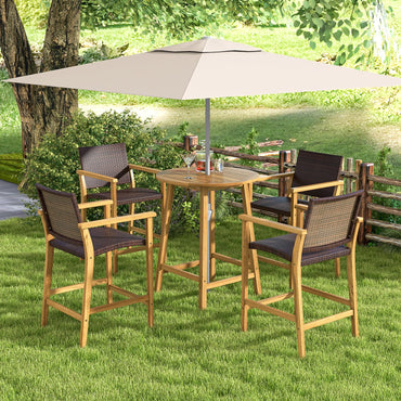 Table de bar de patio Tangkula en bois d'acacia de 31,5 po