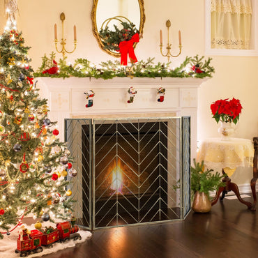 Tangkula 31 x 52.5In 3-Panel Fireplace Screen