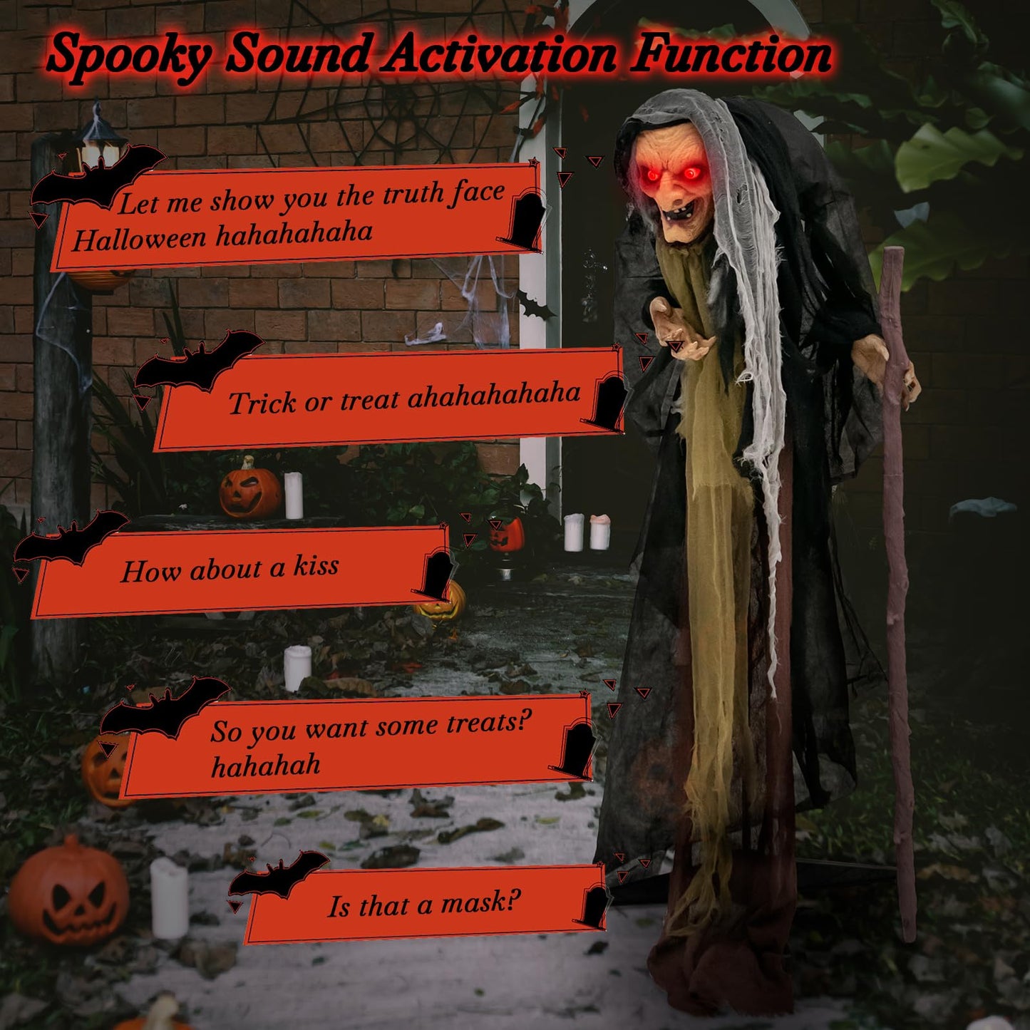 Tangkula 5FT Halloween Animated Standing Witch