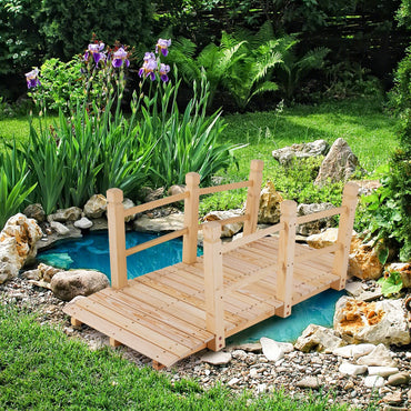 Tangkula 5 FT Wooden Garden Bridge