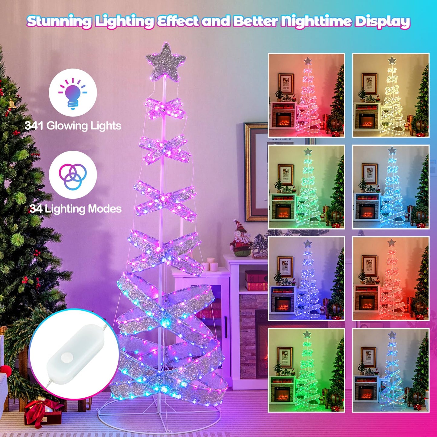 7 FT Lighted Spiral Christmas Tree - Tangkula