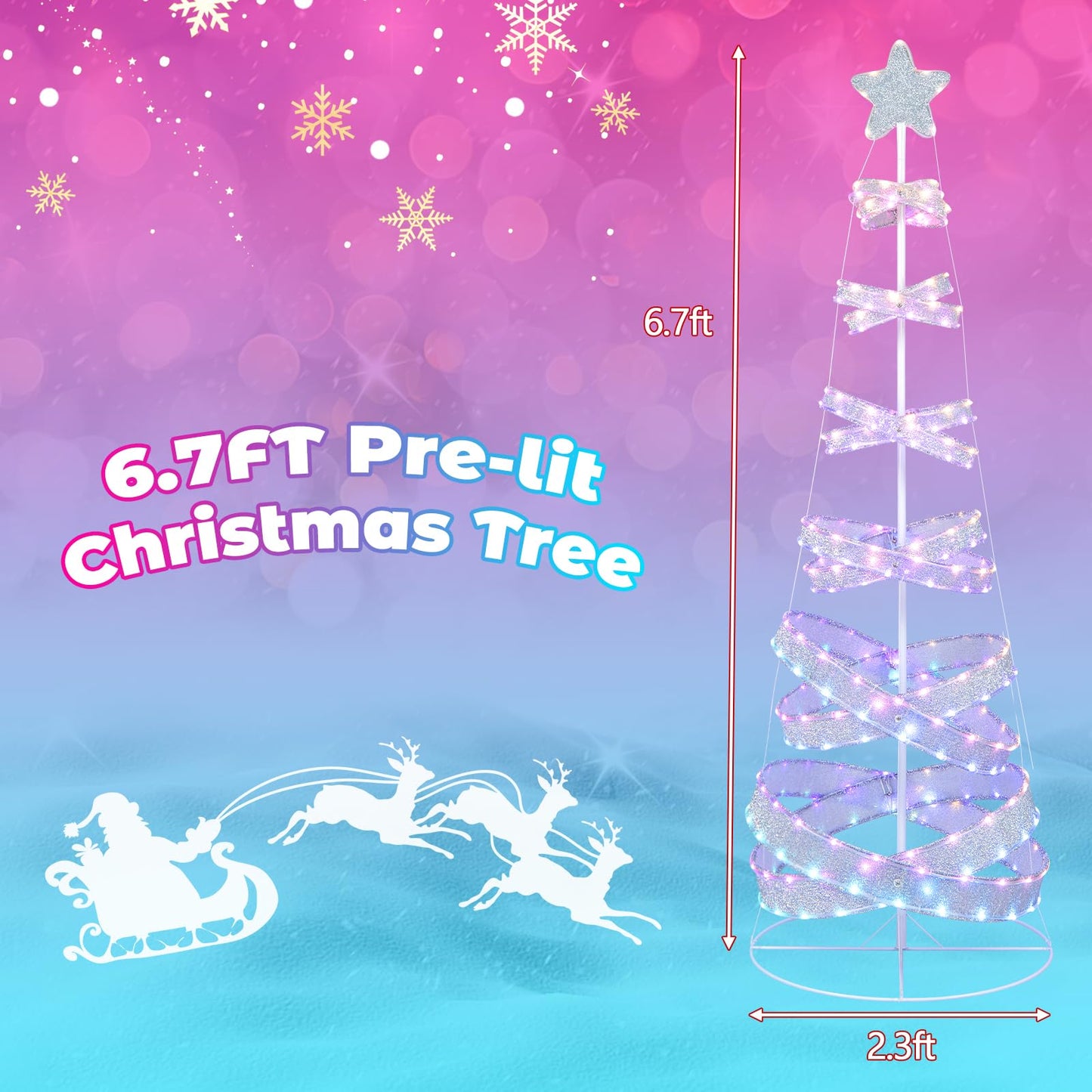 7 FT Lighted Spiral Christmas Tree - Tangkula