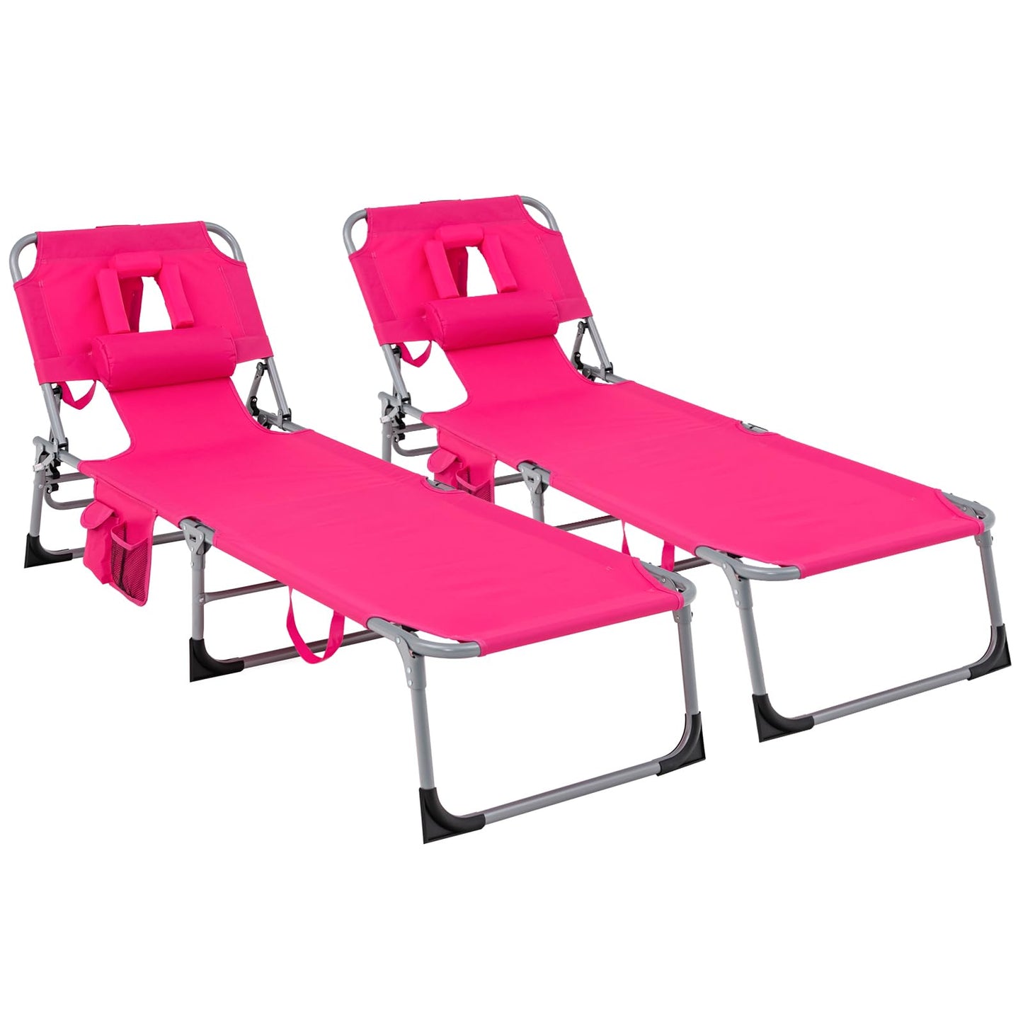 Beach Chaise Lounge Chair with Hole for Face, for Outdoor Backyard Poolside