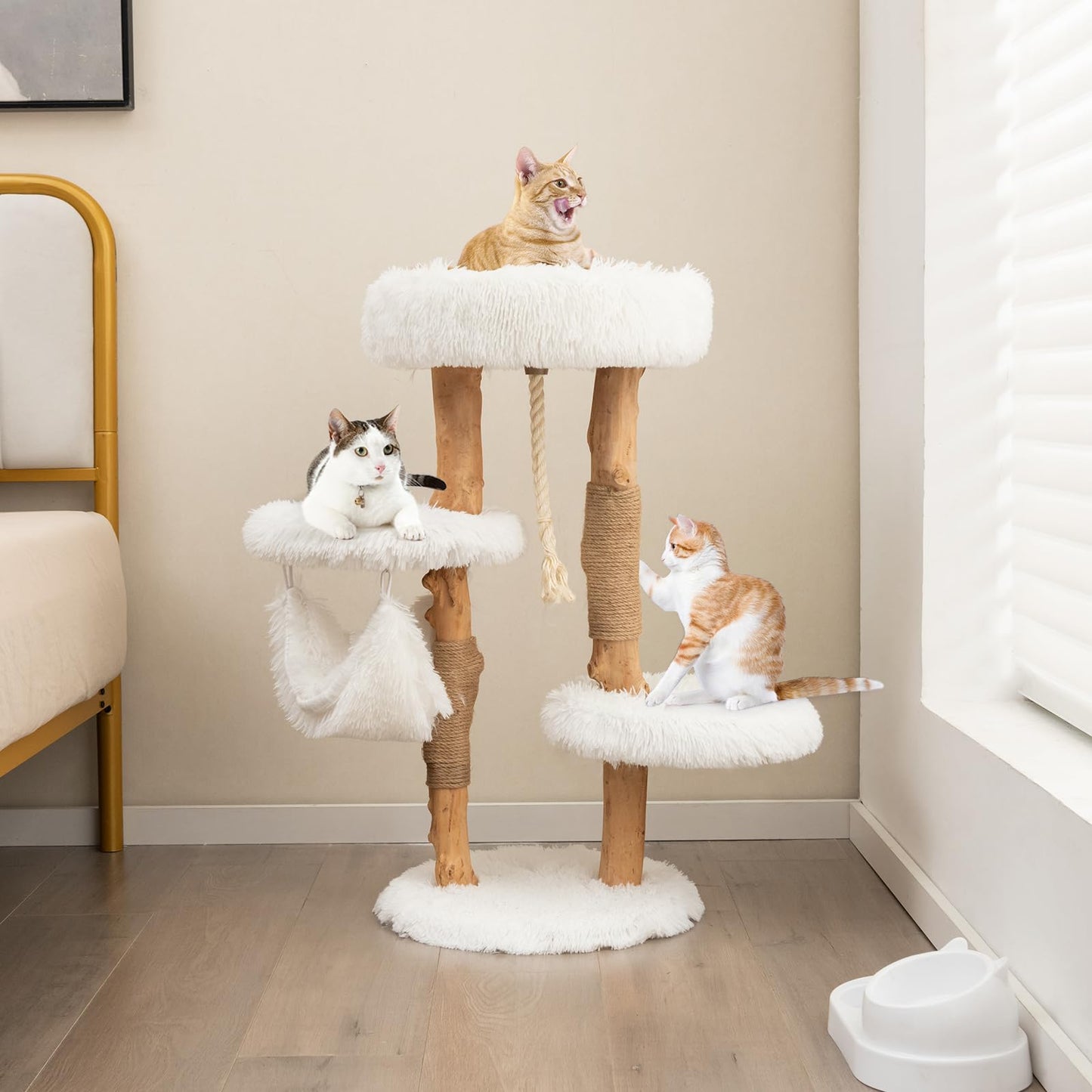 Solid Wood Modern Cat Tower - Tangkula