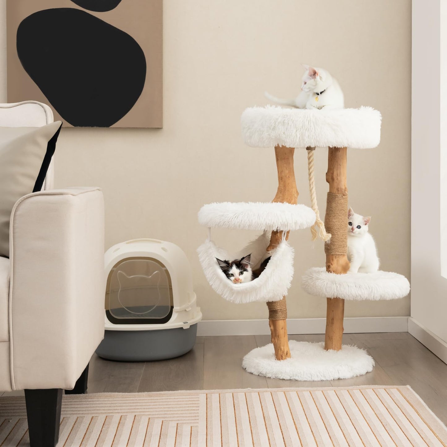 Solid Wood Modern Cat Tower - Tangkula