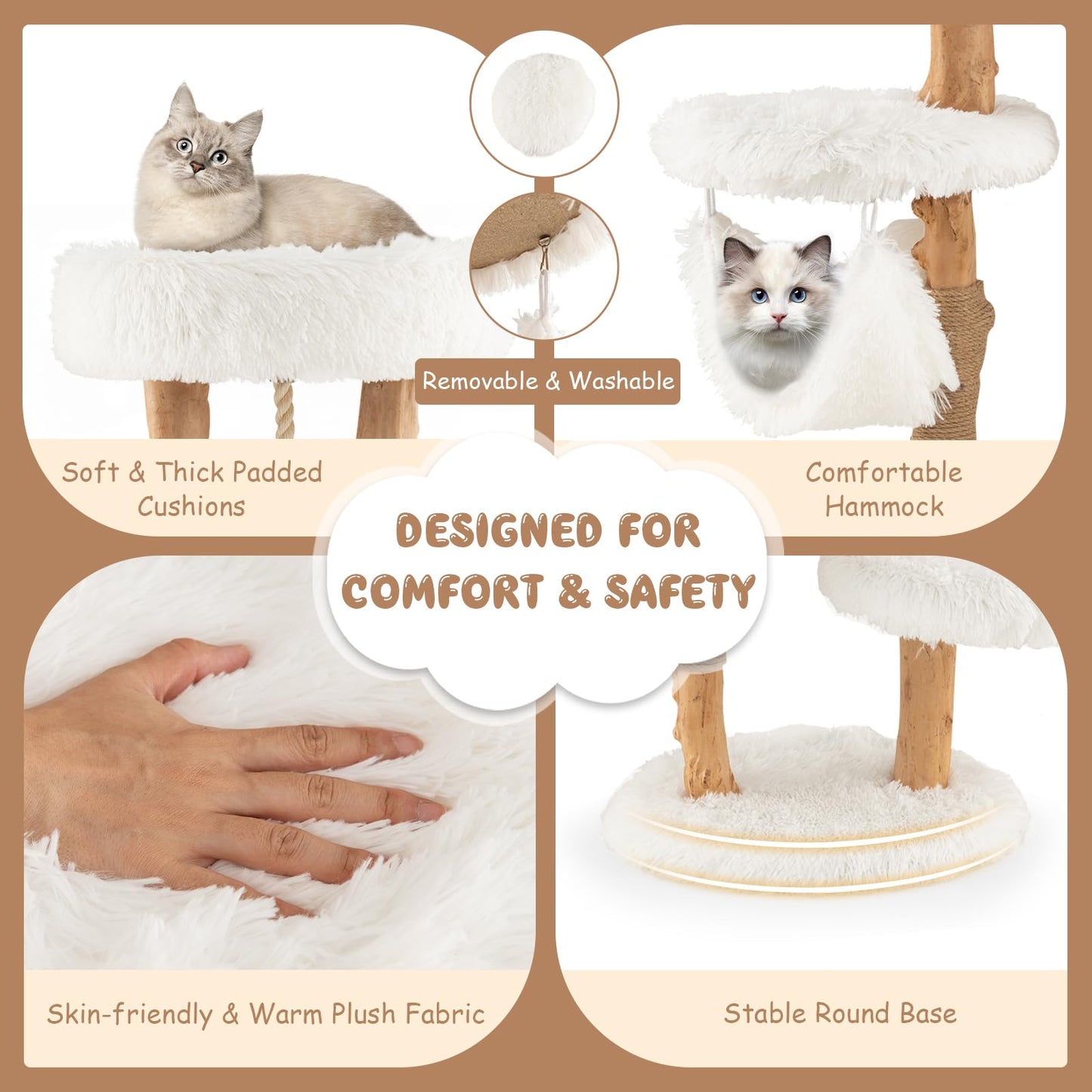 Solid Wood Modern Cat Tower - Tangkula