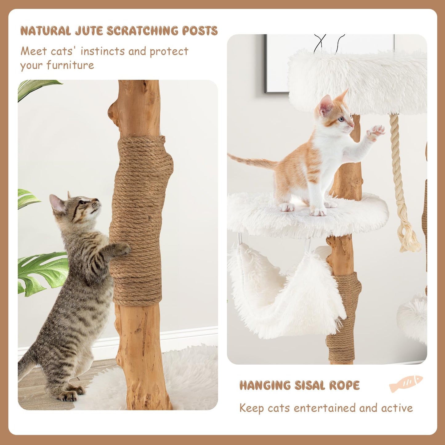 Solid Wood Modern Cat Tower - Tangkula