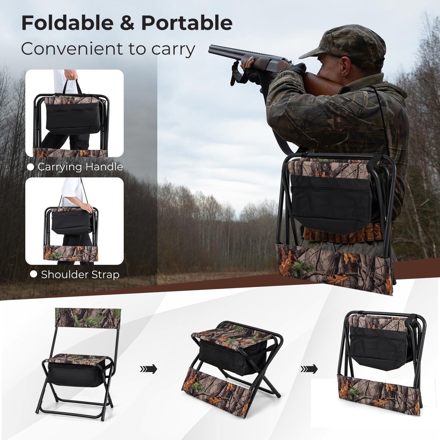 Tangkula Hunting Chair, Foldable Hunting Blind Chair with Storage Pocket